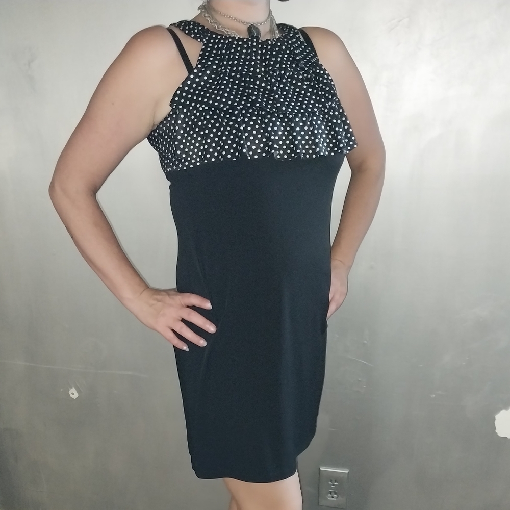 Black with white polkadot dress.